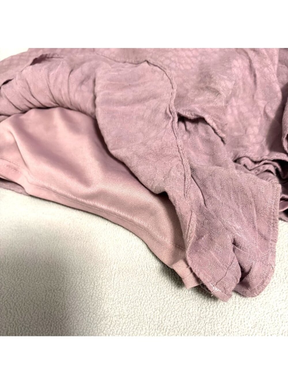 Altard State Mauve Ruffled Short Dress With Tie Waist & Puff Sleeves Coquette - Picture 4 of 4